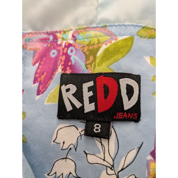 REDD Jeans Jacket Women's Sz 8 Blue Floral Iridescent Sequins Y2K Vtg Colorful - Picture 3 of 13